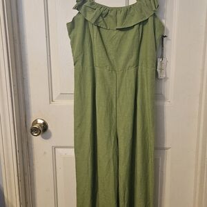 Japna Green Ruffle Jumpsuit